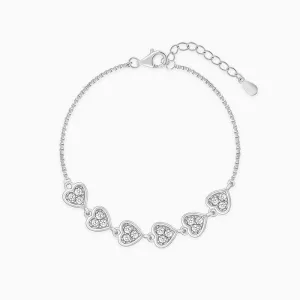 Silver Zircon Heart String Bracelet