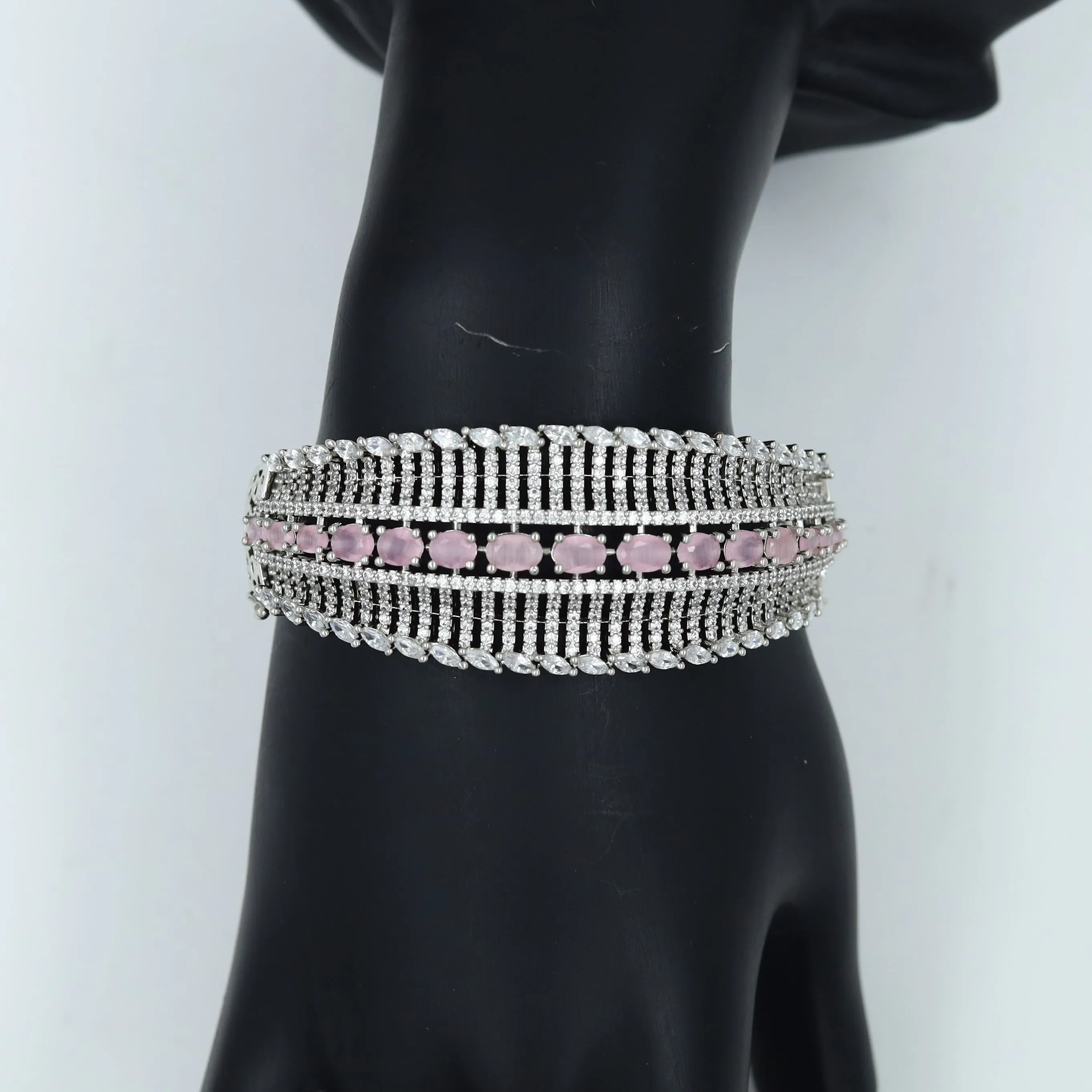 Stylish Zircon/AD Silver Plated Bracelet 16576-3723