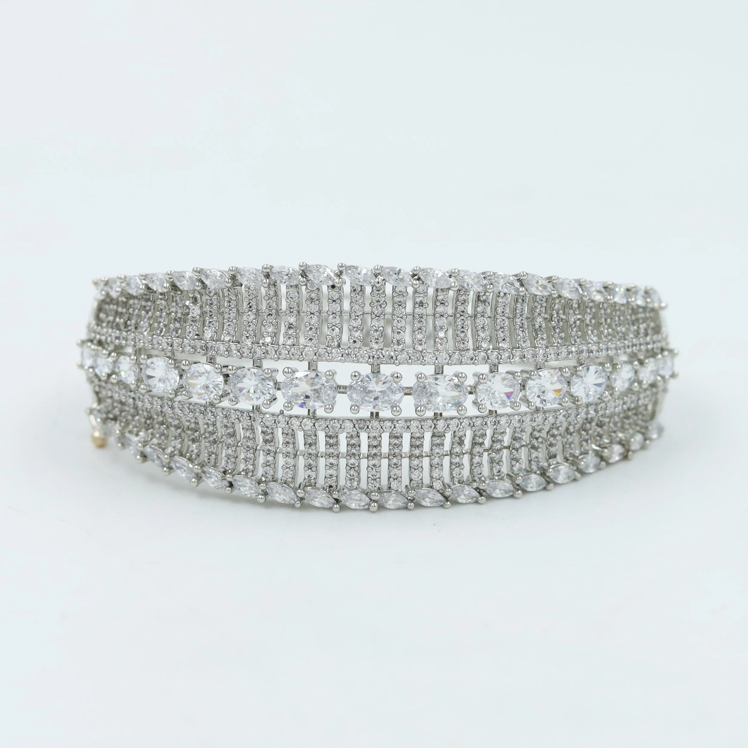Stylish Zircon/AD Silver Plated Bracelet 16576-3723