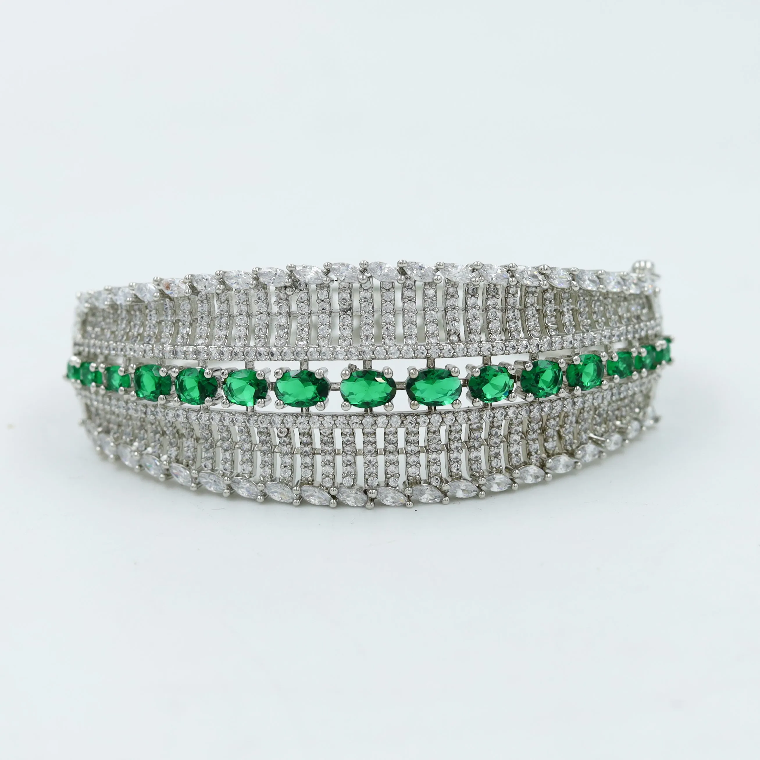 Stylish Zircon/AD Silver Plated Bracelet 16576-3723