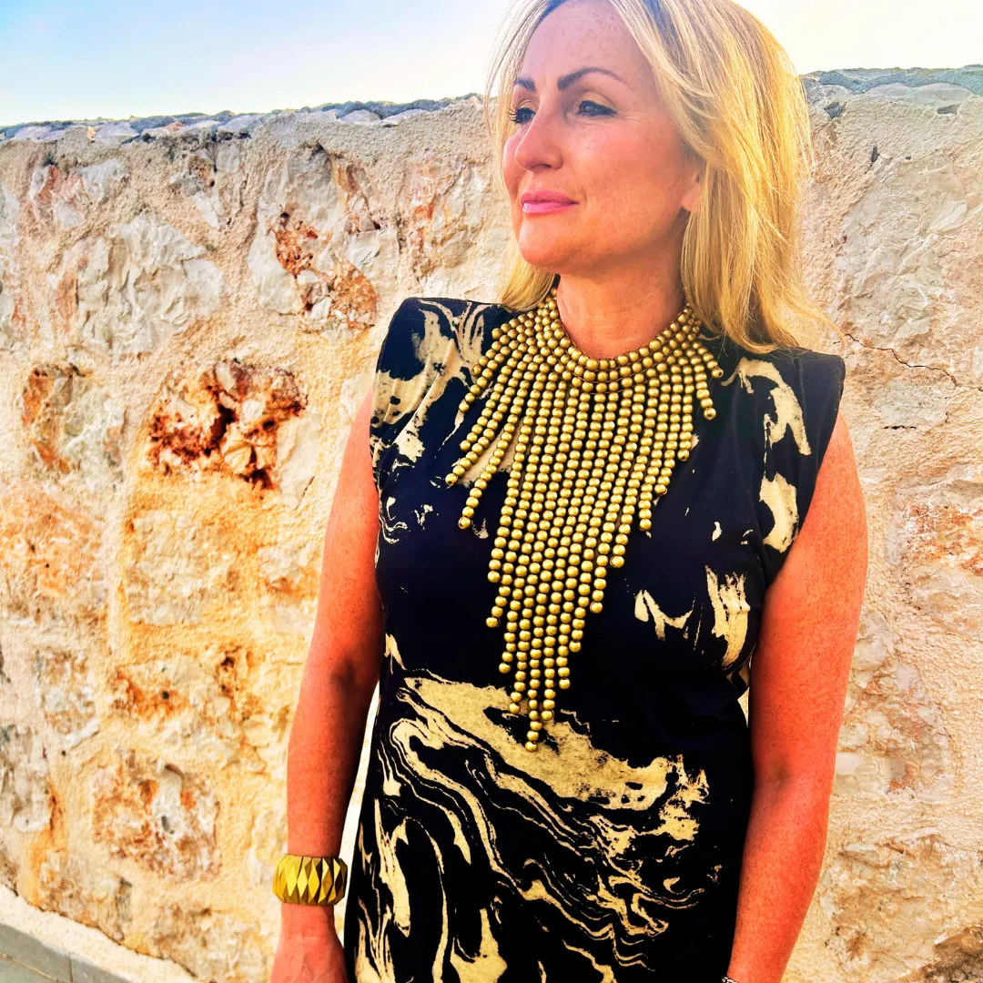 'Trinny' large beaded fringe statement necklace