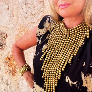 'Trinny' large beaded fringe statement necklace