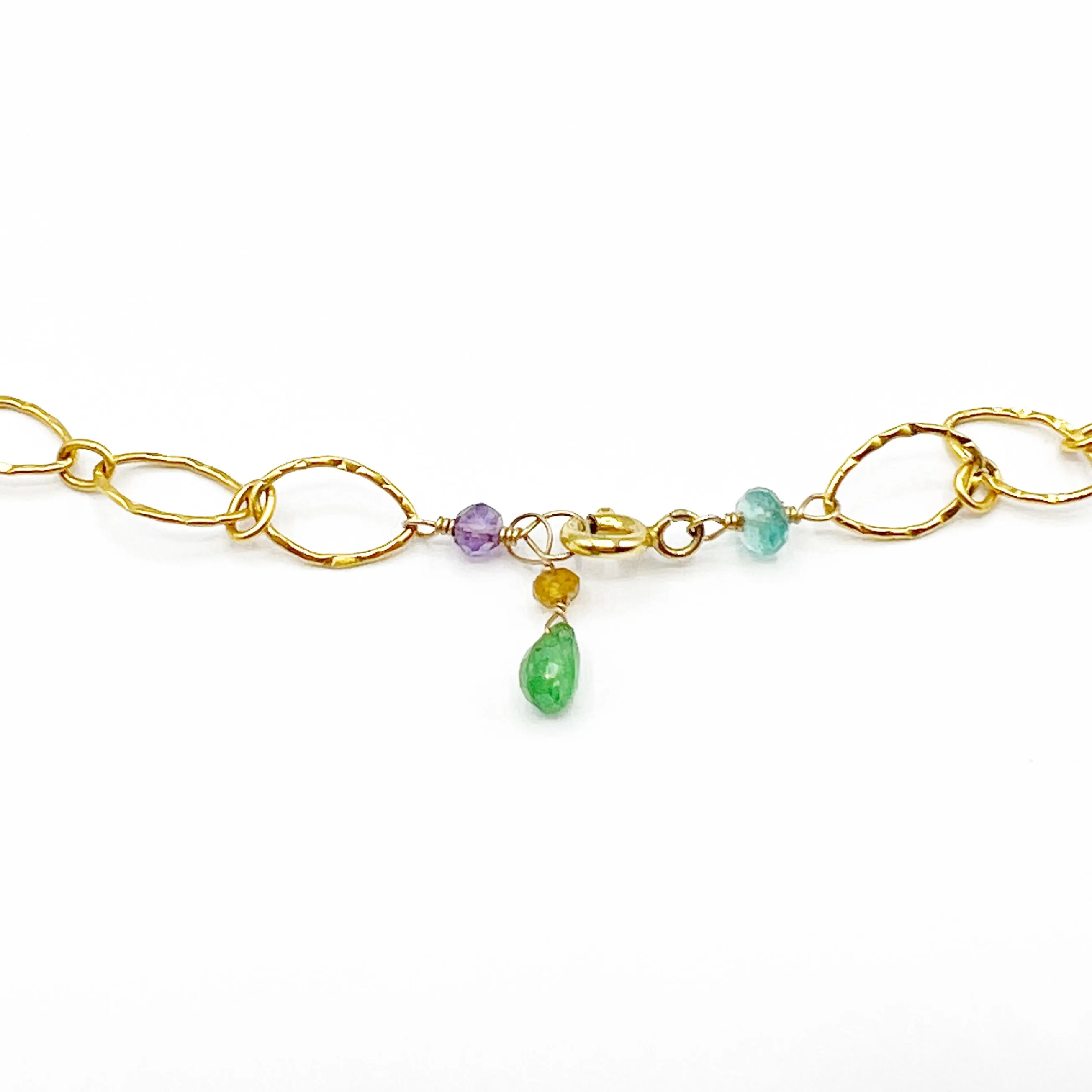 Variety Stone Drops with Gold Vermeil Chain Necklace