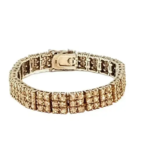 Vintage silver bracelet with zircons for women, circa 1970, antique jewelry.