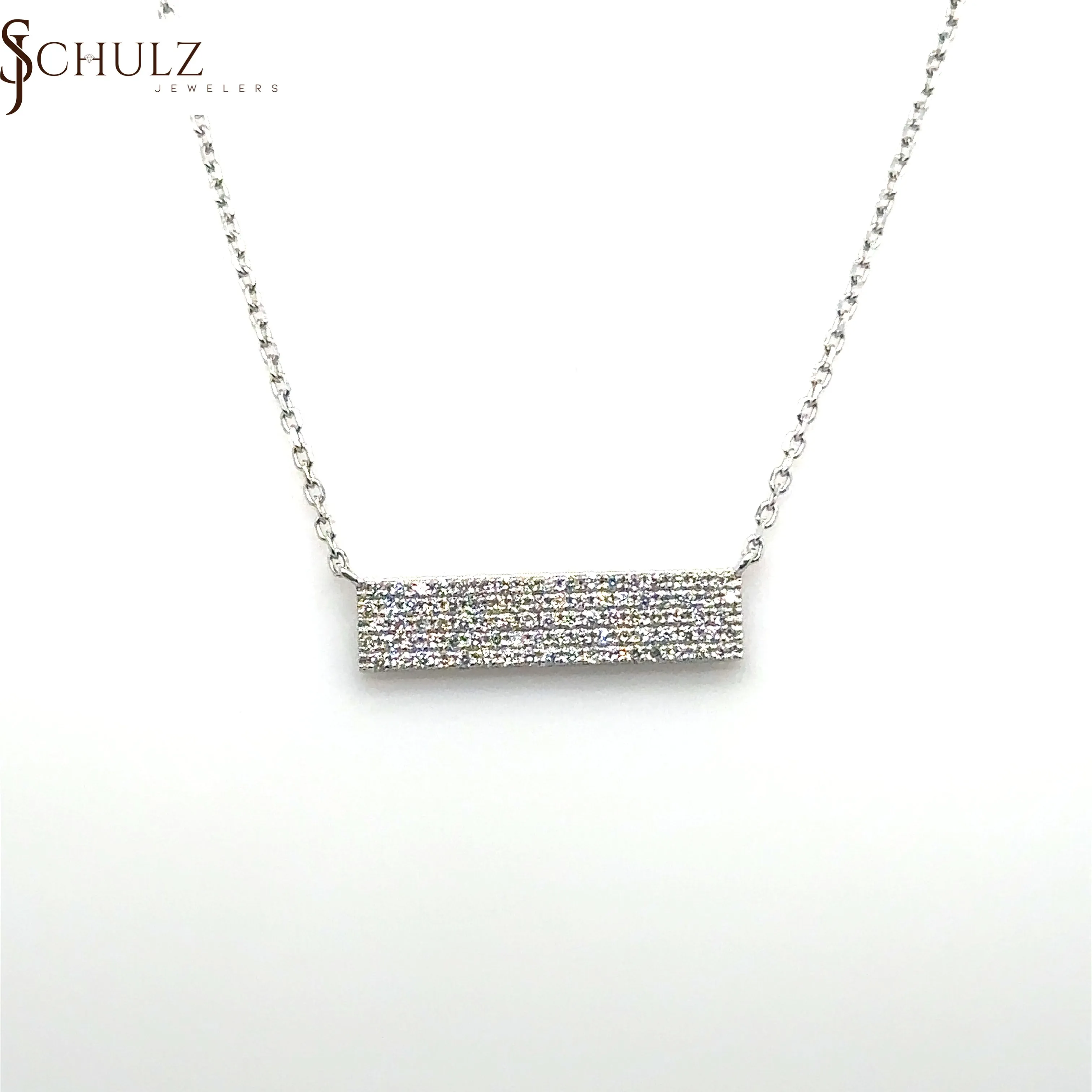 White Gold Diamond Bar Necklace