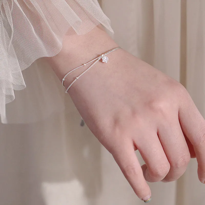 Zircon Star Double Chain Bracelet