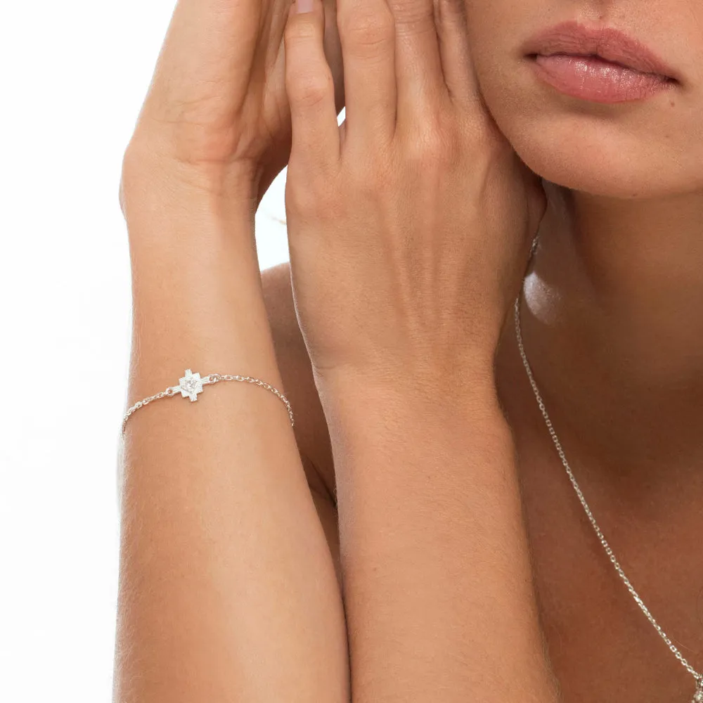Zoe & Morgan Inka Bracelet - Sterling Silver & White Zircon